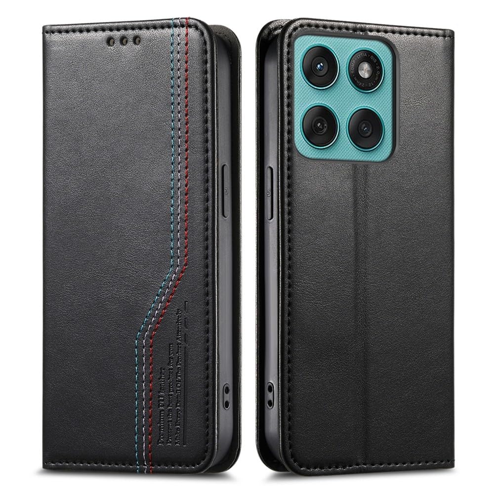 Generic Étui compatible avec Xiaomi Redmi 14C 4G (couleur : noir) élégant en cuir magnétique portefeuille à rabat arrière Premium