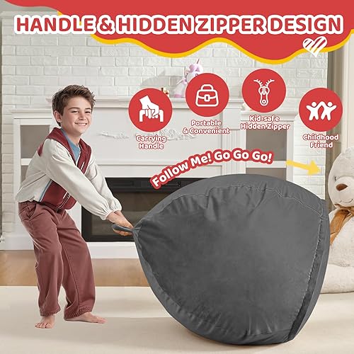 Miniatura 467 de Puf de 5 pies, puf grande con relleno de espuma viscoelástica, sofá puff esponjoso con funda de terciopelo holandés, puf redondo para sala de estar,