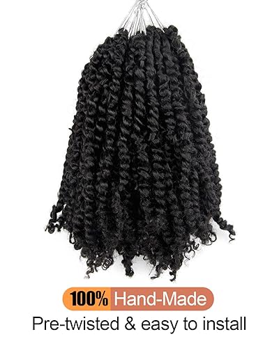 Miniatura 5 de Pelo de Passion Twist, cabello trenzado de estilo Passion Twist de 10 pulgadas, trenzas cortas pretrenzadas de ganchillo jumbo pretrenzadas de dos