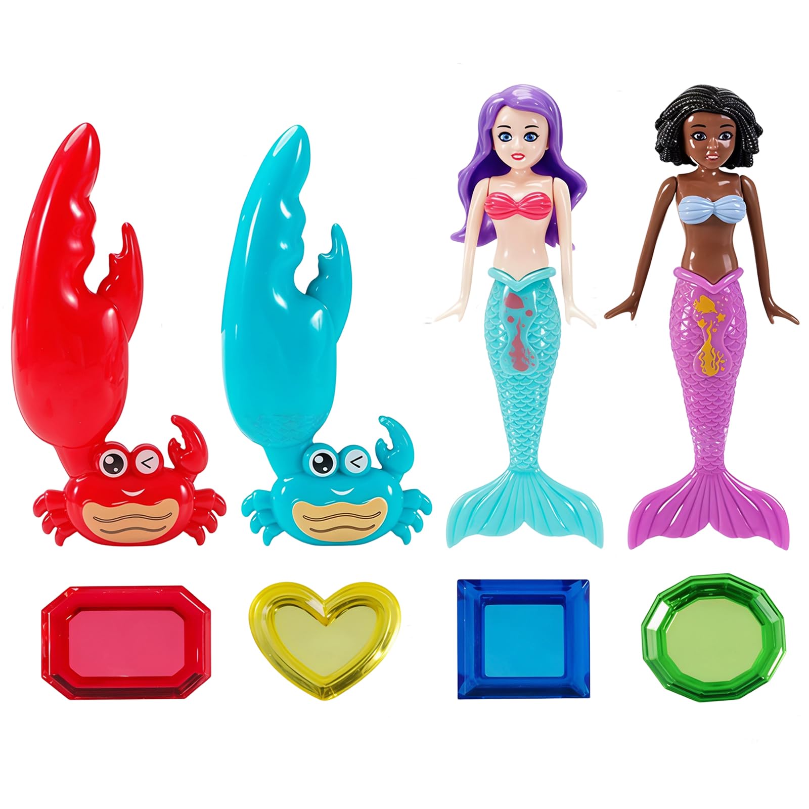 ATBEAMEN 8 Pcs Diving Pool Toys for Kids,Mermaid and Crab Underwater Sinkers,Mermaid Swimming Pool Games and Summer Training Diving Game sWater Toys for Kids Summer Swimming Pool Party — image 1
