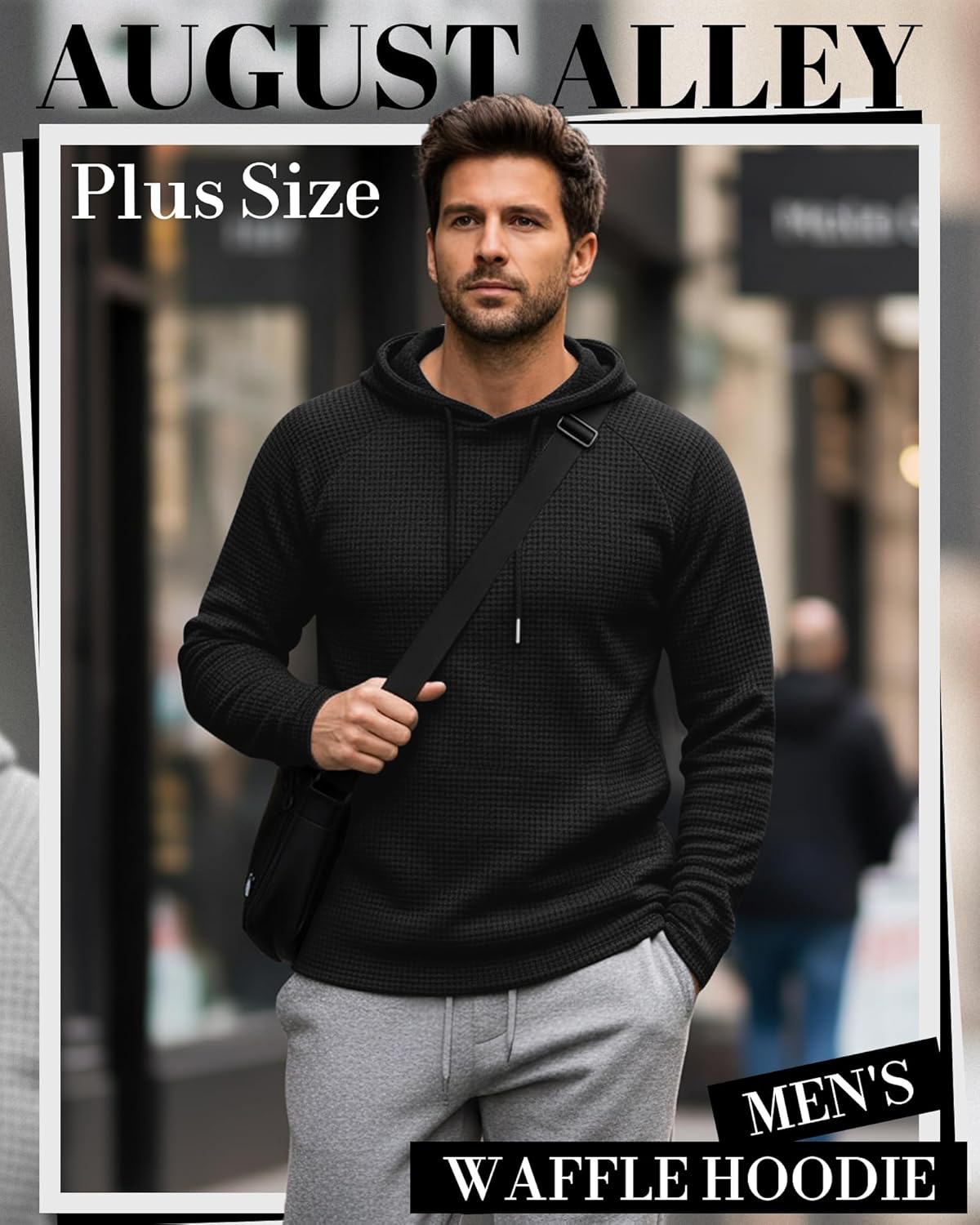 3 Pack Men's Big and Tall Hoodies Sweatshirts Waffle Knit Long Raglan Sleeve Casual Pullover Drawstring Shirts - Image 2