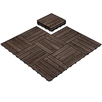 Vista 20 de Yaheetech 55 azulejos de terraza de patio entrelazados de madera compuesta de madera para cubierta de pisos de madera de 12 x 12 pulgadas, madera