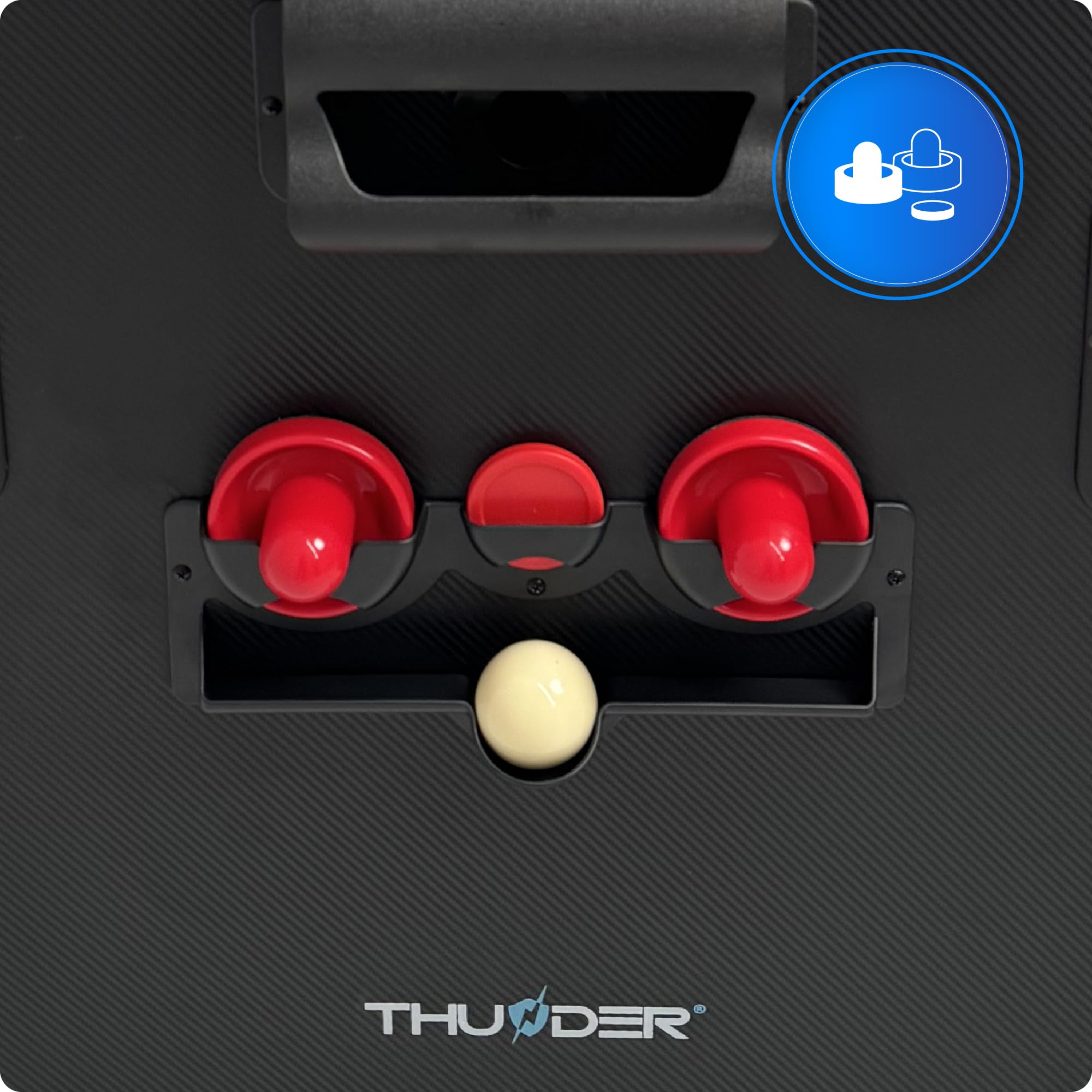 Table de Jeu multifonctionnelle Robuste 7ft THUNDER Crush 4en1 – Billard, Air-Hockey, Tennis de Table & Table de Salle à Manger avec Ensemble Complet d'accessoires