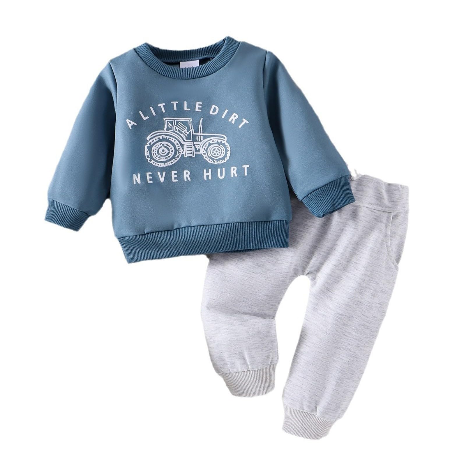Ropa infantil cómoda de juego diario conjunto de 2 piezas con pantalón y manga larga para parque 7