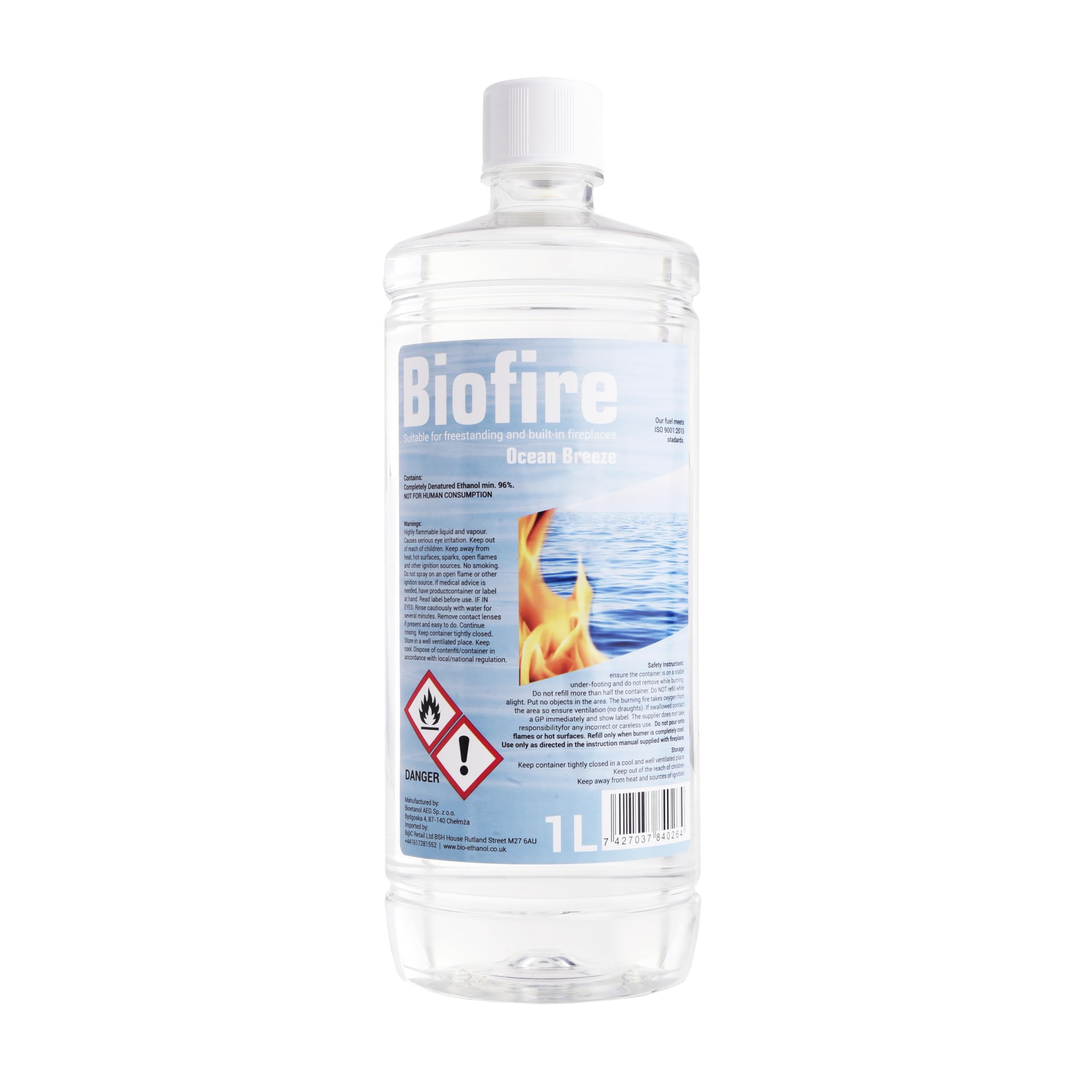 B2c Lavender Bioethanol Scented Liquid Fuel Eco Line Premium Grade Quality, Clean Burn 1L Containers (Ocean Breeze, 2L)
