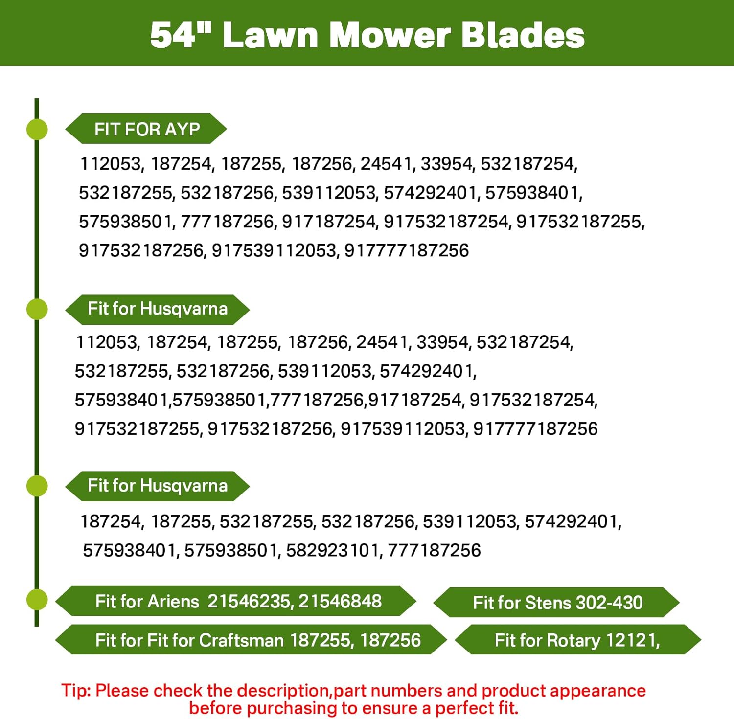 superbobi 3 Pack 95-605 Gator G3 Mulching Lawn Mower Blades Replacement for 54" Deck Husqvarna AYP Ariens Craftsman Gator Blades 2454 187254 112053 YTH24V54