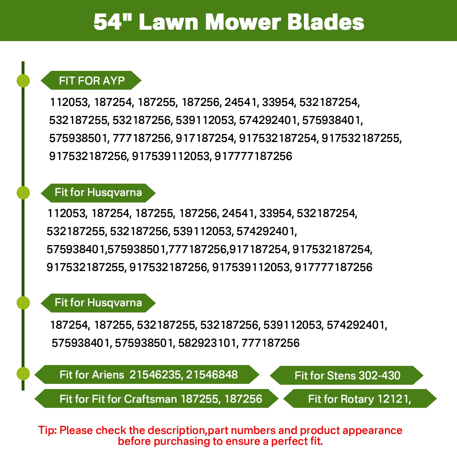 superbobi 95-605 Gator Mulcher Cuchillas de repuesto para cortacésped Husqvarna AYP Ariens Craftsman Gator Blades 187254 112053 (juego de 3)
