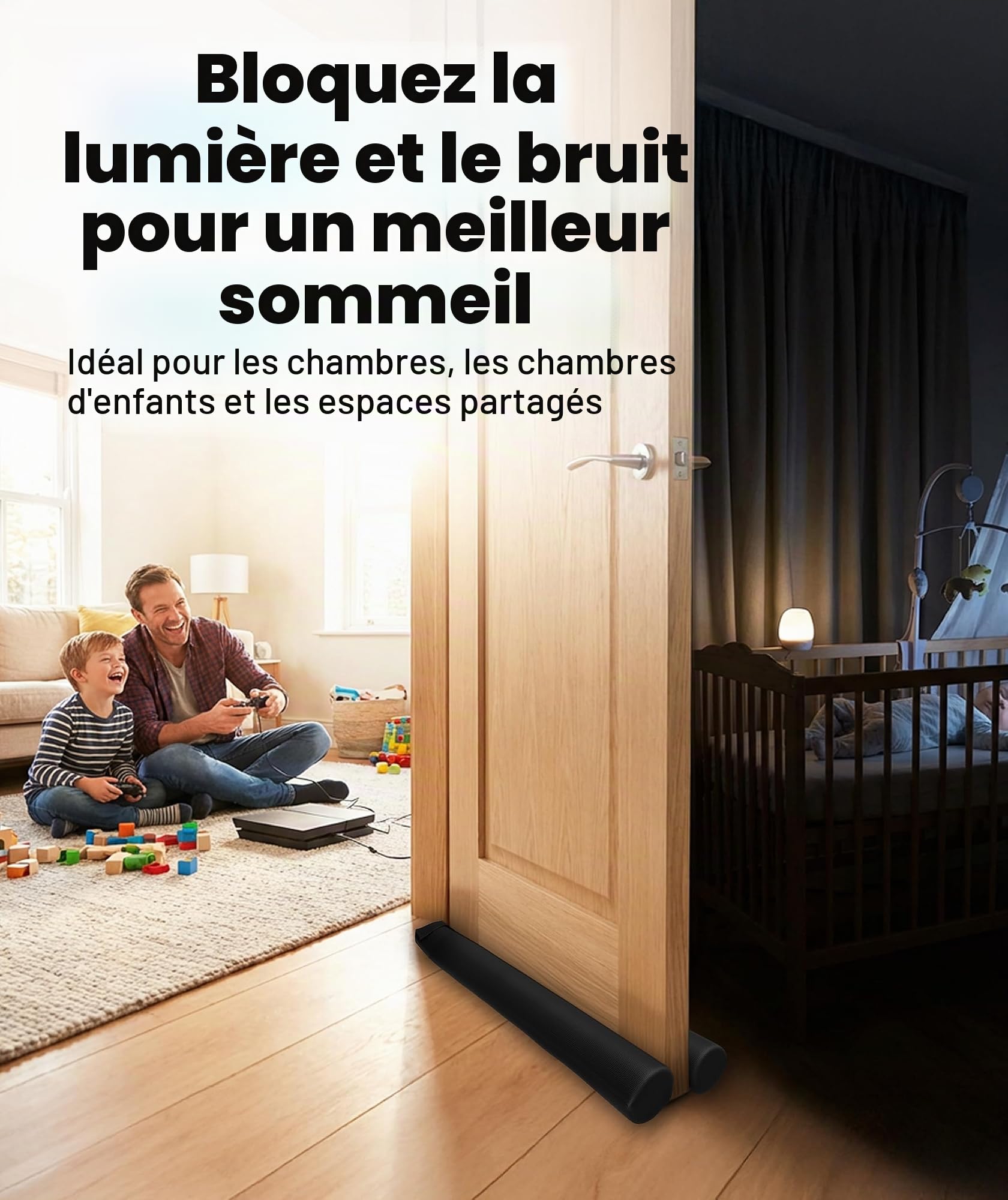 Everlasting Comfort Boudin de Porte Isolant Facile à Installer – Boudin Porte Tissu Bas de Porte Adapté aux Largeurs de 76,2 à 91,44 cm – Efficace Contre Les Courants d’Air et Le Bruit