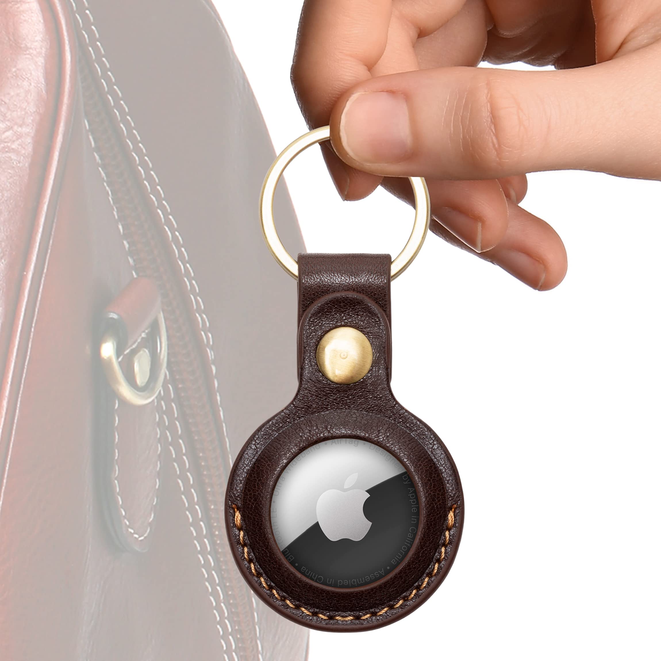 Tony PerottiTony Perotti Italian Leather Keychain for Apple Key Ring - Leather Case Holds Apple Securely - Eco-Friendly Tanned Full Grain Holder Made in Italy