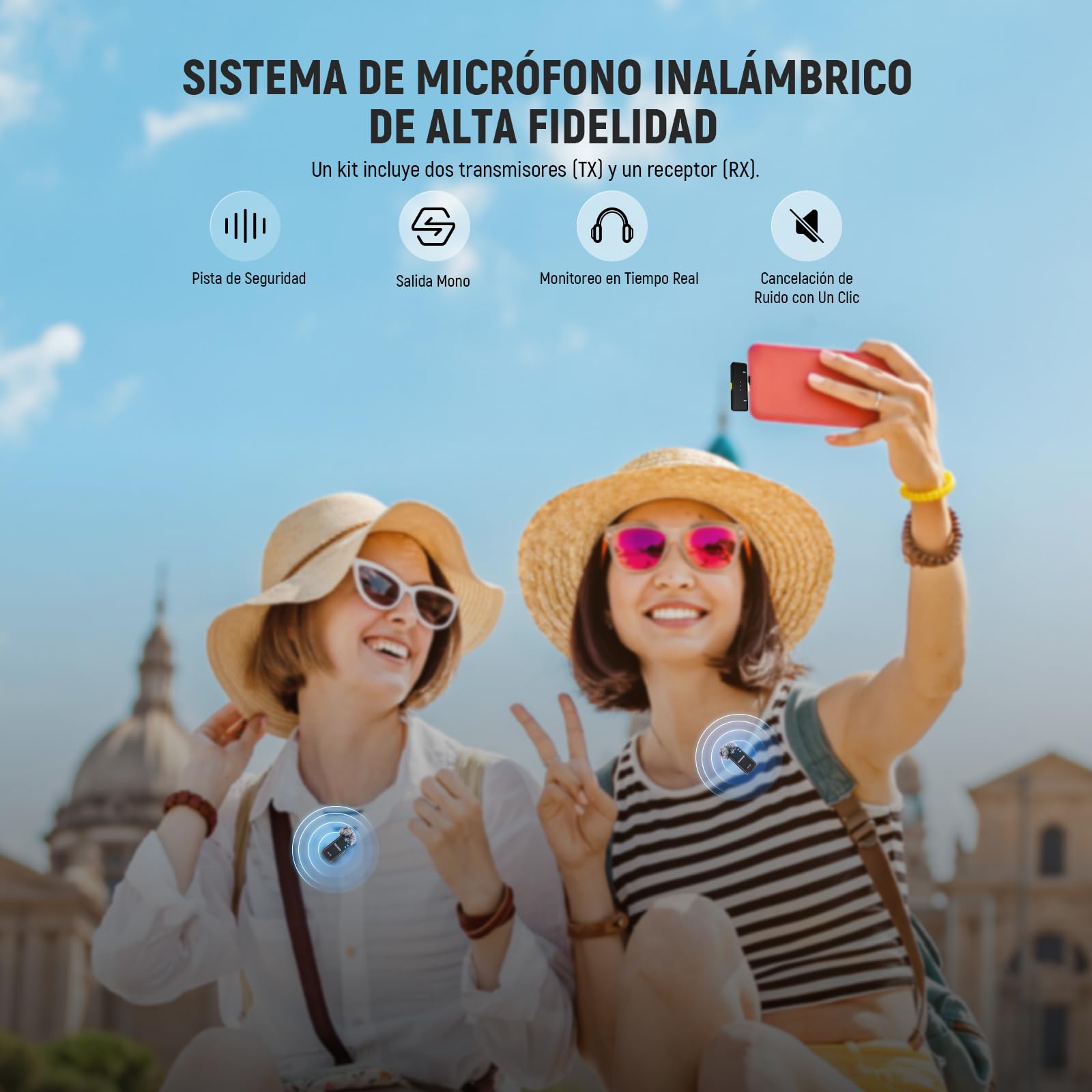 NEEWER Kit Micrófono Inalámbrico para iPhone 16 15 Pro MAX iPad Android, Micrófono Lavalier Solapa con Cancelar Ruido con Receptor USB C y Estuche de Carga, Micrófono Mini Lav con Clip, KM15