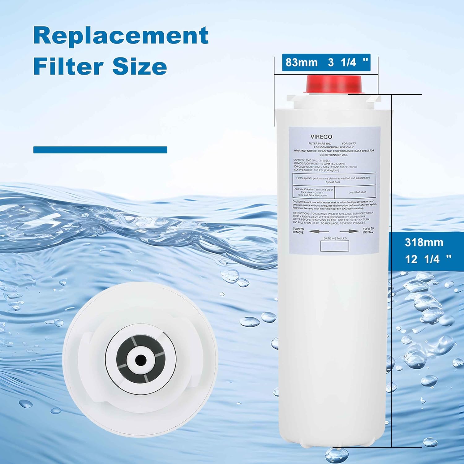 Water Filters, Replacement for 55898-C®, Compatible with Water Sentrys Filling Stations, Replacement for Halsey Taylor Drinking Fountain Replacement Filter, 3000 Gal No Chip (2pack)