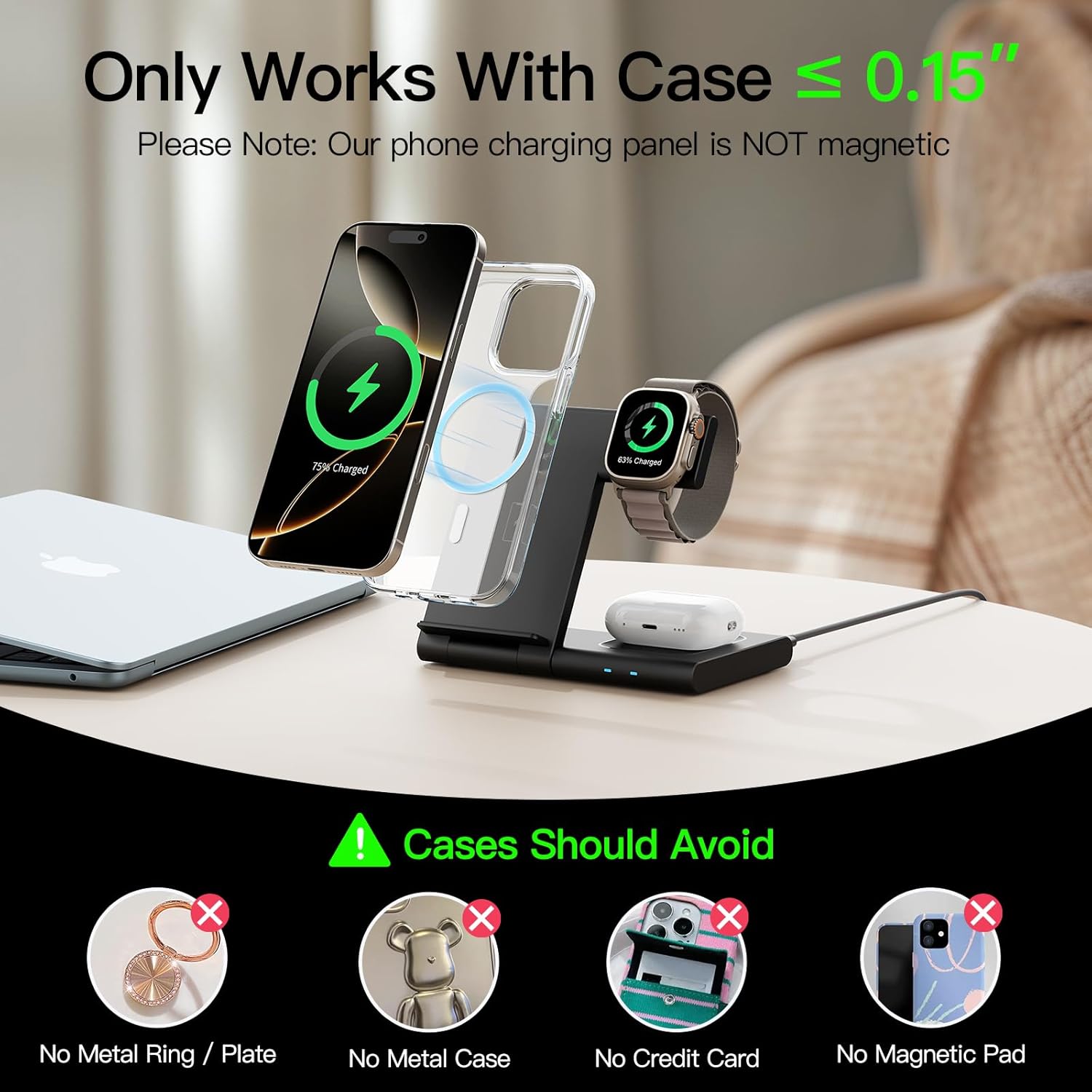 New Travel Portable Wireless Charger: for Apple Charging Station 3 in 1 Charger Stand Multiple Devices for Apple - iPhone 17 16 15 14 Pro Max 13 12 11 - Watch 2-11 SE Ultra Series - Airpods 4 3 2 Pro