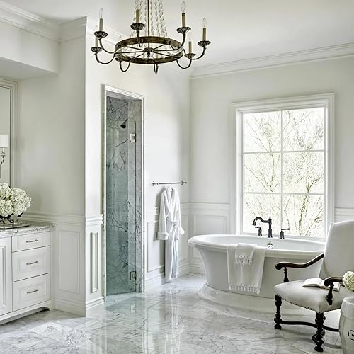 Miniatura 7 de Grifo romano para bañera de montaje en cubierta para baño, boquilla clásica elegante y generalizada con 3 agujeros, cartucho de válvula de 2 manijas