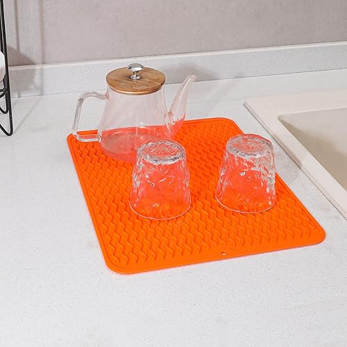 Miniatura 985 de Tapete de silicona para secado de platos para múltiples usos, fácil de limpiar, ecológico, resistente al calor, tapete de silicona para encimera