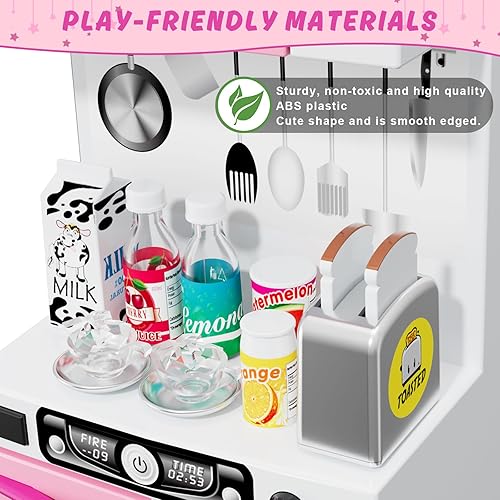 Miniatura 4 de Juego de cocina 5 en 1 para niños con luces y sonidos realistas, mini juguetes de cocina para niñas, juguete de cocina para muñecas, mini muebles de