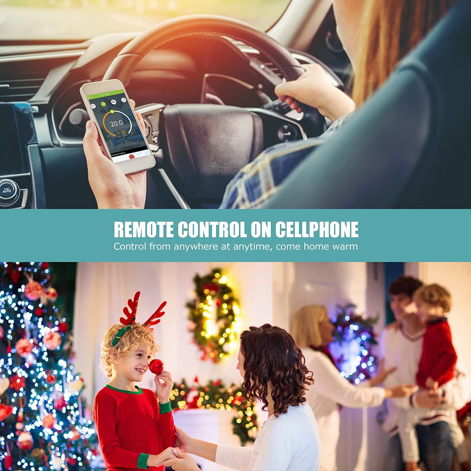 Thermostat Connecté pour Chaudiere Gaz, Intelligent avec écran Tactile Coulissant à Dégradé de Couleurs, Compatible Alexa Google Home, Prise en Charge la Commande Vocale Distance