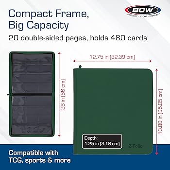Amazon.com: BCW Z-Folio LX Zipper Portfolio - Premium Green