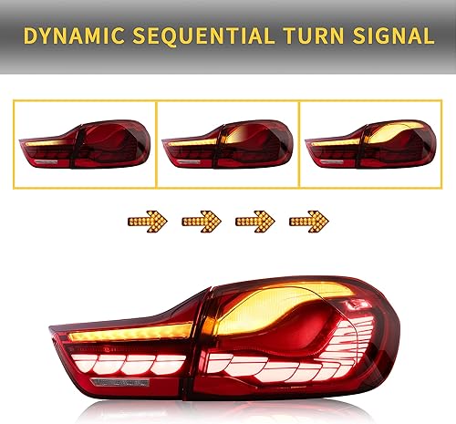 Miniatura 4 de VLAND - Luces traseras OLED serie 4 con señal de giro secuencial compatible con BMW M4 GTS F32 F33 F82 F83 2014-2020 Sedan  ConvertibleCoupé  con