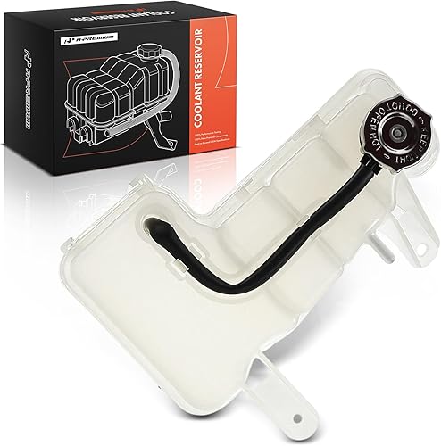 A-Premium Tanque de depósito de recuperación de desbordamiento de refrigerante del motor presurizado delantero [con tapa y tubería] Compatible con