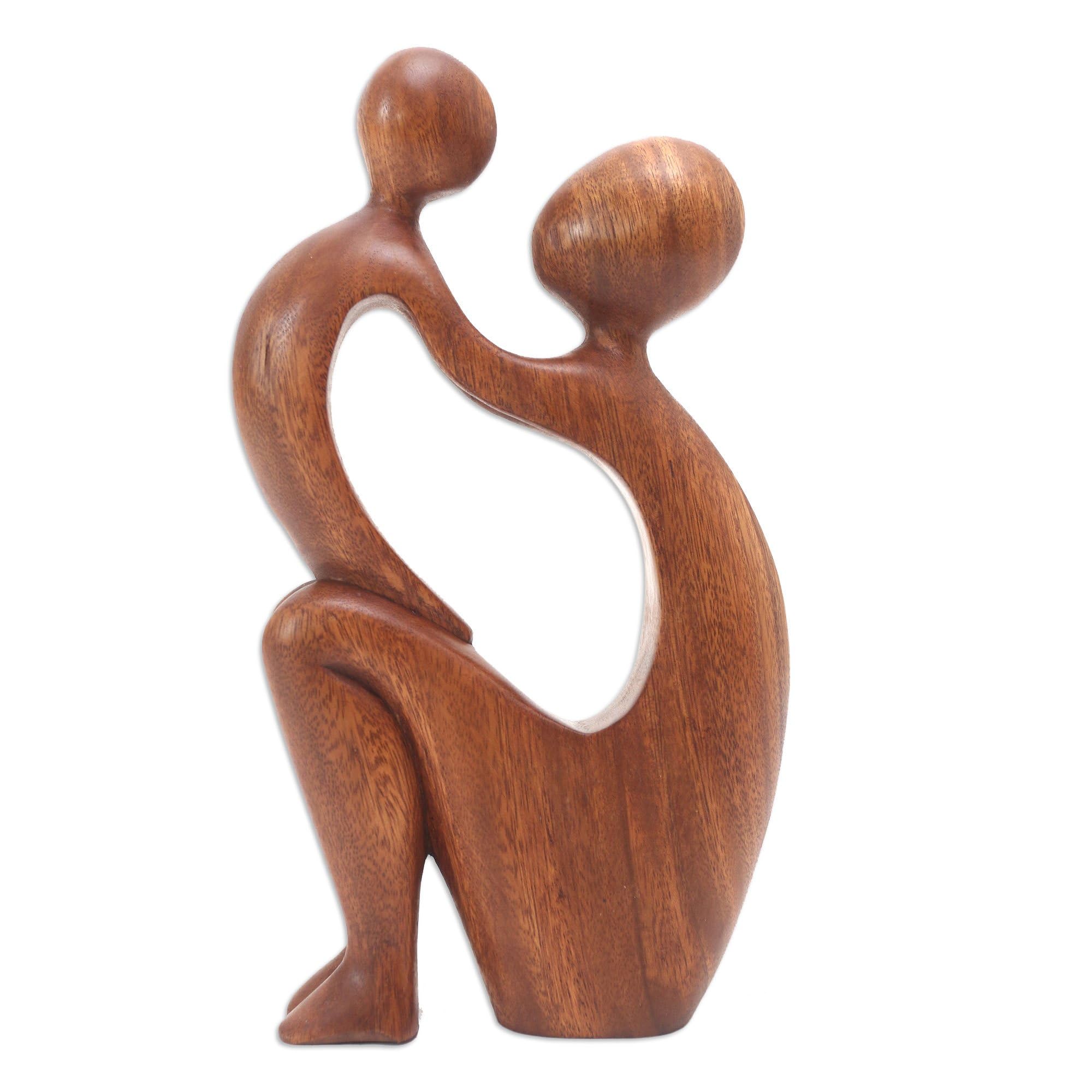 Amazon.com: NOVICA Brown Hand Carved Mother and Child Natural Wood
