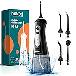 Nicefeel Cordless Water Dental Flosser - 300ML BPA-Free Portable Oral Irrigator, 3 Cleaning Modes, Fast Charge, IPX7 Waterproof for Teeth, Gums & Tonsil Stones - Home & Travel Use
