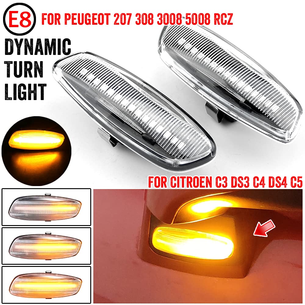 QKLsudua, 1 coppia di indicatori anteriori per parafango anteriore a LED, compatibili con S-port L320 LR2 Free-lander 2 L359 LR3 LR4 Discovery L319 Sequential Blinker Lamp