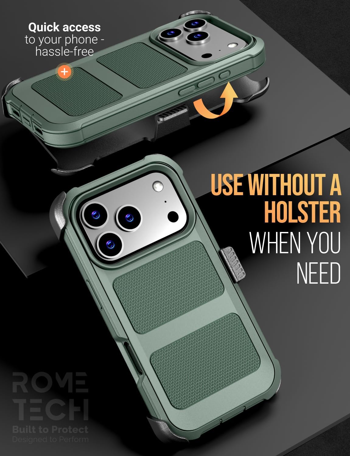 Designed for iPhone 17 Pro Max Case with Belt Clip Holster, Slim Cover Phone Case for iPhone 17 Pro Max - Green