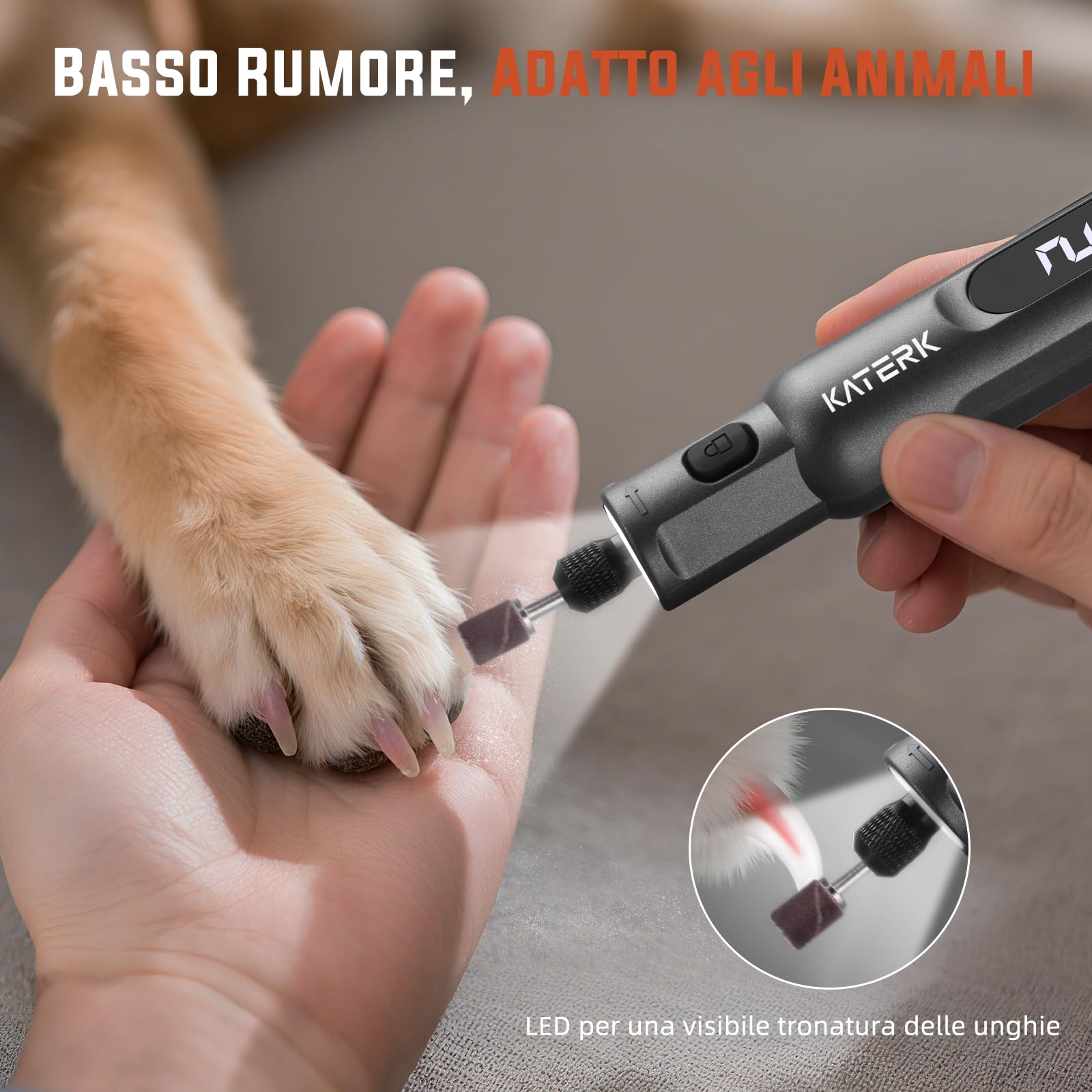 Katerk Kit di Utensile Multifunzione 3.7V Utensile Rotante 20000 giri/min 2500mAh 70 Accessori per Foratura Fresatura Incisione Lucidatura Grigio