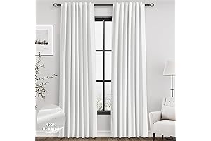 Full Blackout Linen White Curtains 90 Inches