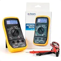 Multímetro Digital Profissional Portátil Automático com Iluminação - Corrente Ac - Dc Tensão 200M~600V - Acompanha Bateria 9V e 2 Pontas de Prova Teste Bipe (AMARELO)