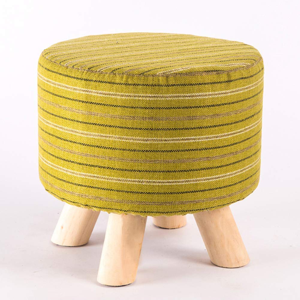 Repose-pieds en lin rond cube 28x28x27cm avec jambes en bois pour chaise de bureau à domicile