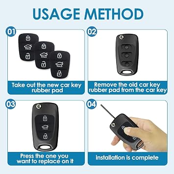 3Pack 3Button Key Fob Rubber Pad Replacement for Hyundai i10 i30 ix20 ix35