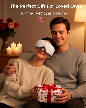 SKG Heated Eye Massager with Heat & Compression, Ultra-Quiet Eye Mask Massager for Relaxation and Eye Strain Relief, Ideal Christmas Gift for Women and Men (ES500)
