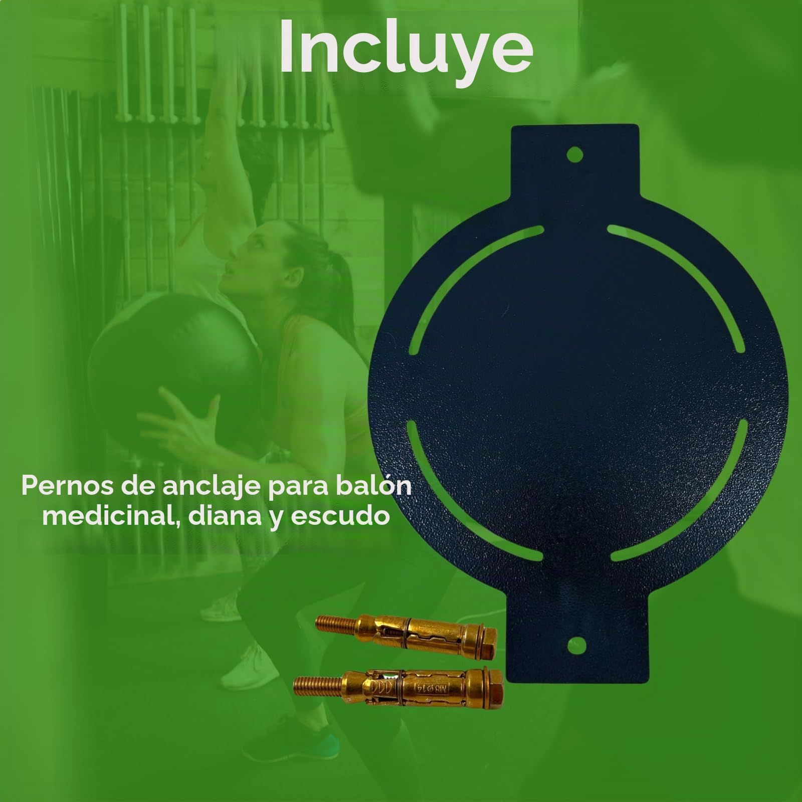 objetivo de bola de pared para balones medicinales de acero, objetivo de metal con recubrimiento en polvo de 3 mm y pernos de anclaje, para entrenamiento de gimnasio