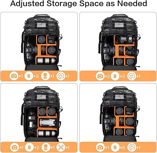 Miniatura 3 de MOSISO Mochila para cámaras réflex digital de un solo objetivo, réflex de un solo objetivo o sin espejo, estuche táctico para cámara de fotografía