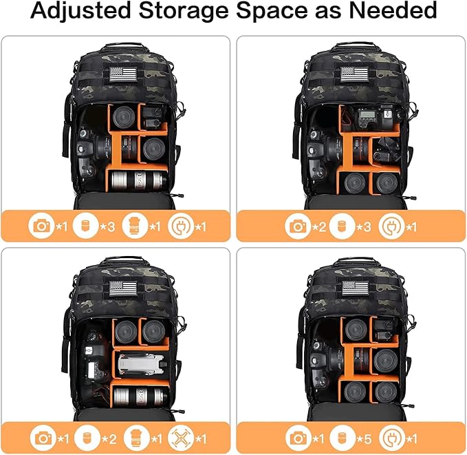 Mochila para cámaras de fotografía tácticas Mosiso miniatura 3