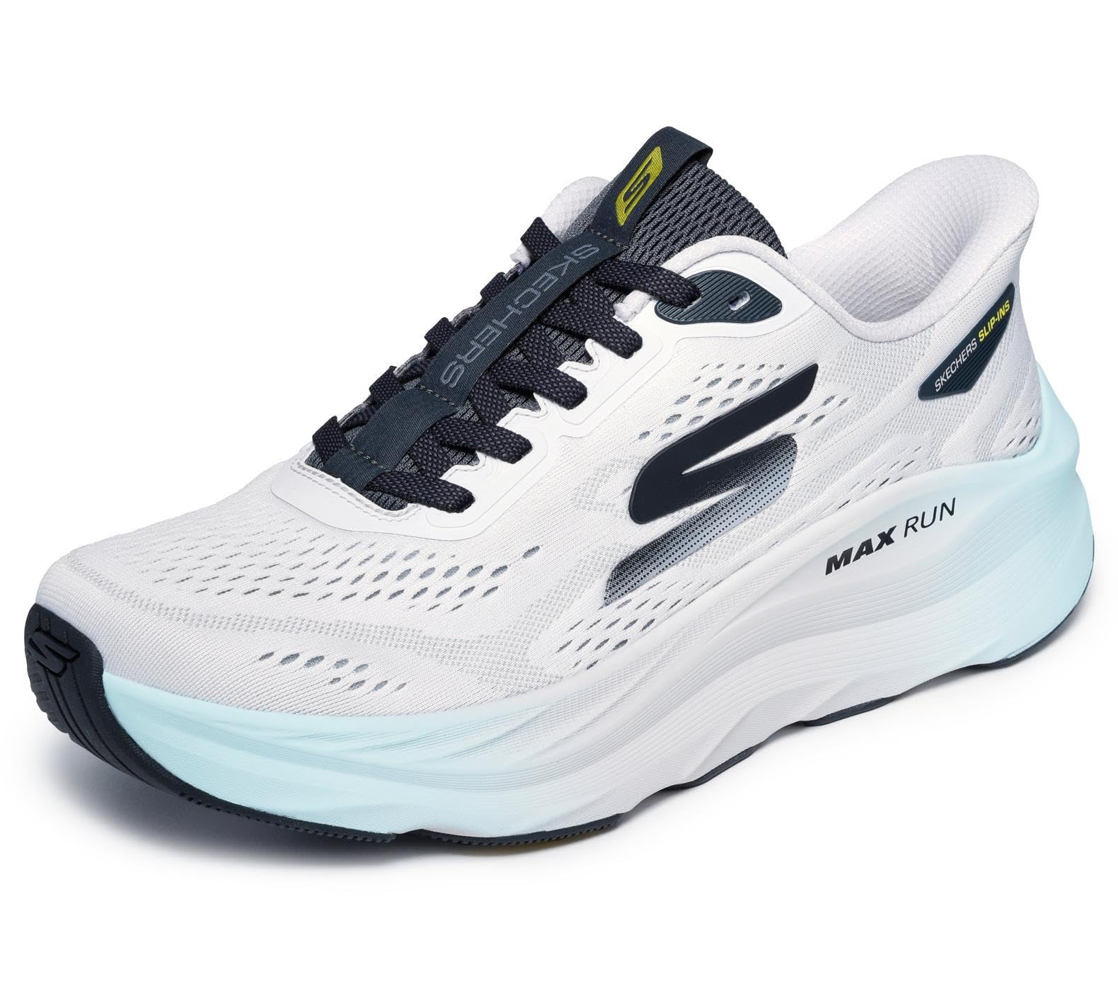 Skechers Men's Max Run Slip-in Trainers, Gray Charcoal Textile, 7.5 UK