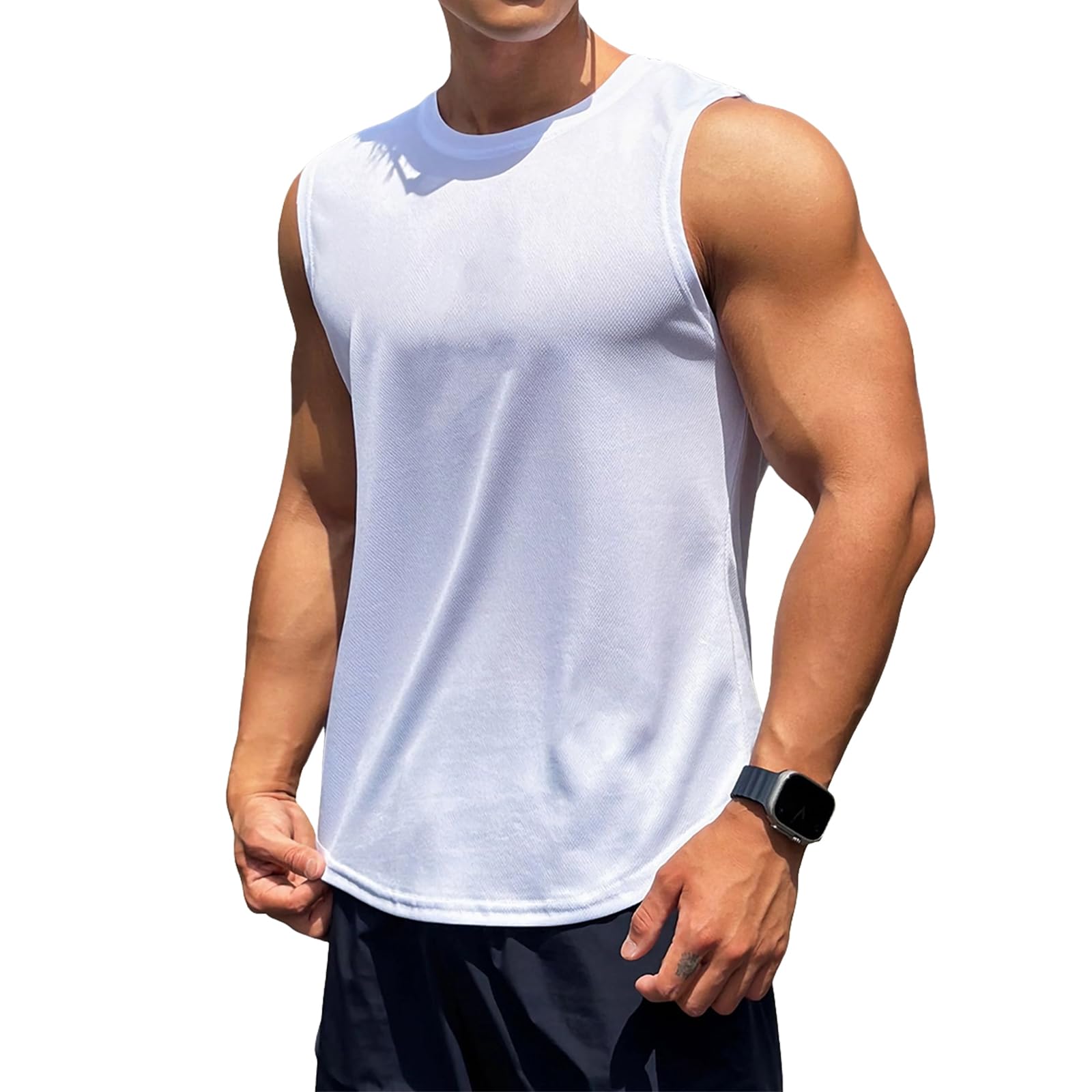 TURLAT Men's Workout Tank Tops Quick Dry Sleeveless Shirts for Men Muscle Moisture Wicking Bodybuilding Gym Lightweight