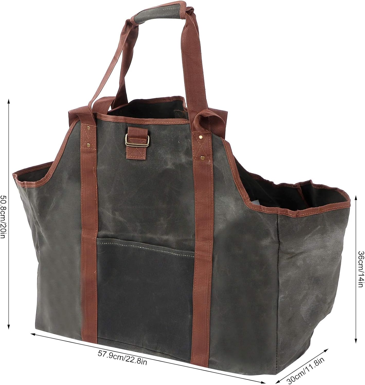 Firewood Carriers with Handles - Heavy Duty Waxed Canvas Firewood Holder Bag - Large Capacity Wood Carrier Log Bag for Firewood, Suitable for Indoor Fireplace and Outdoor Camping