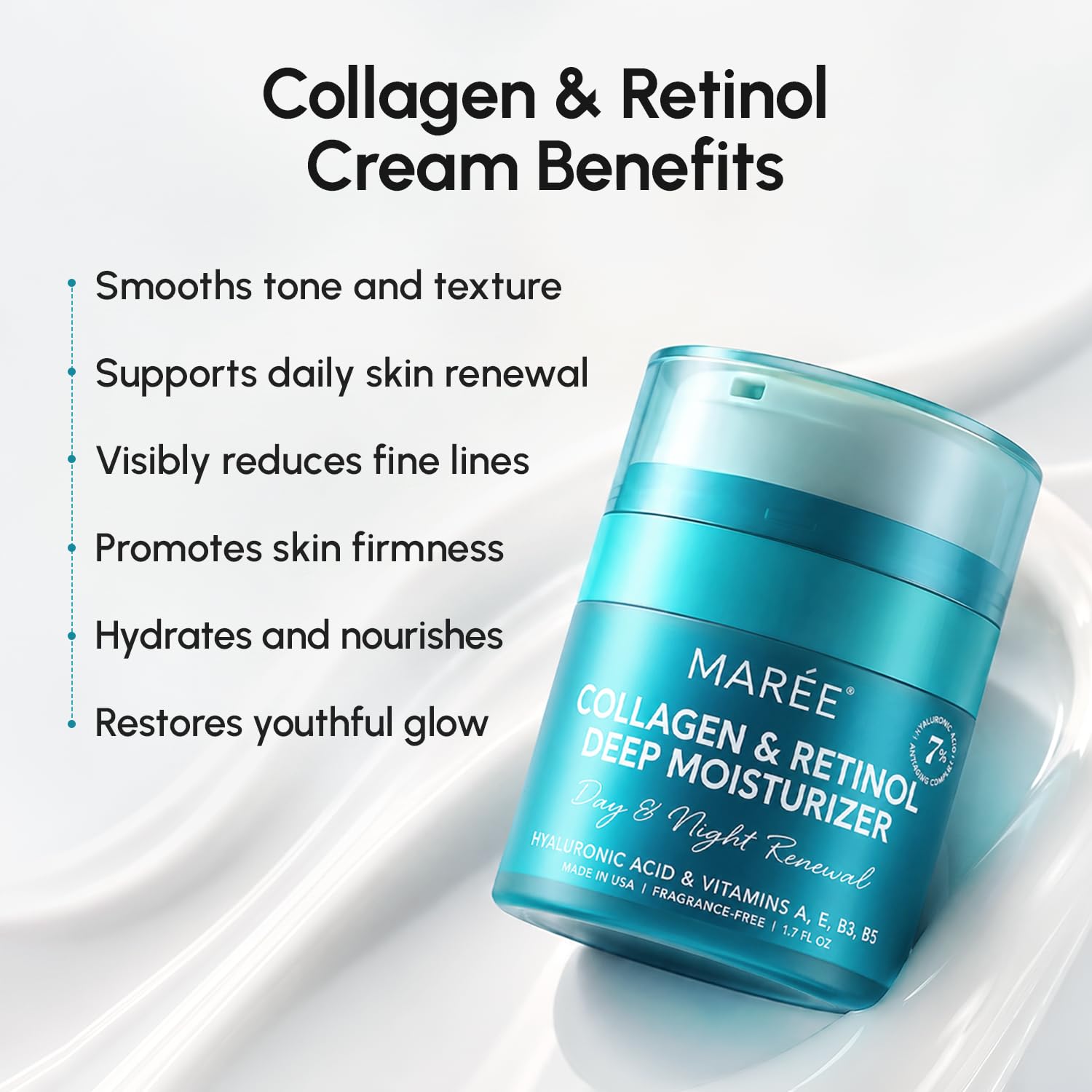 MAREE Retinol-Feuchtigkeitscreme für das Gesicht, Anti-Aging-Gesichtscreme, feuchtigkeitsspendende Gesichtscreme mit Kollagen