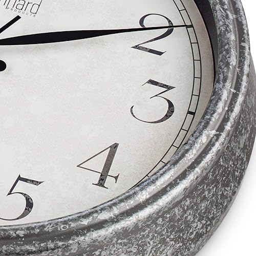 Miniatura 5 de Bernhard Products Reloj de pared rústico de 14 pulgadas, silencioso, sin tictac, funciona con pilas, decorativo, texturizado, rústico, granja, gris,