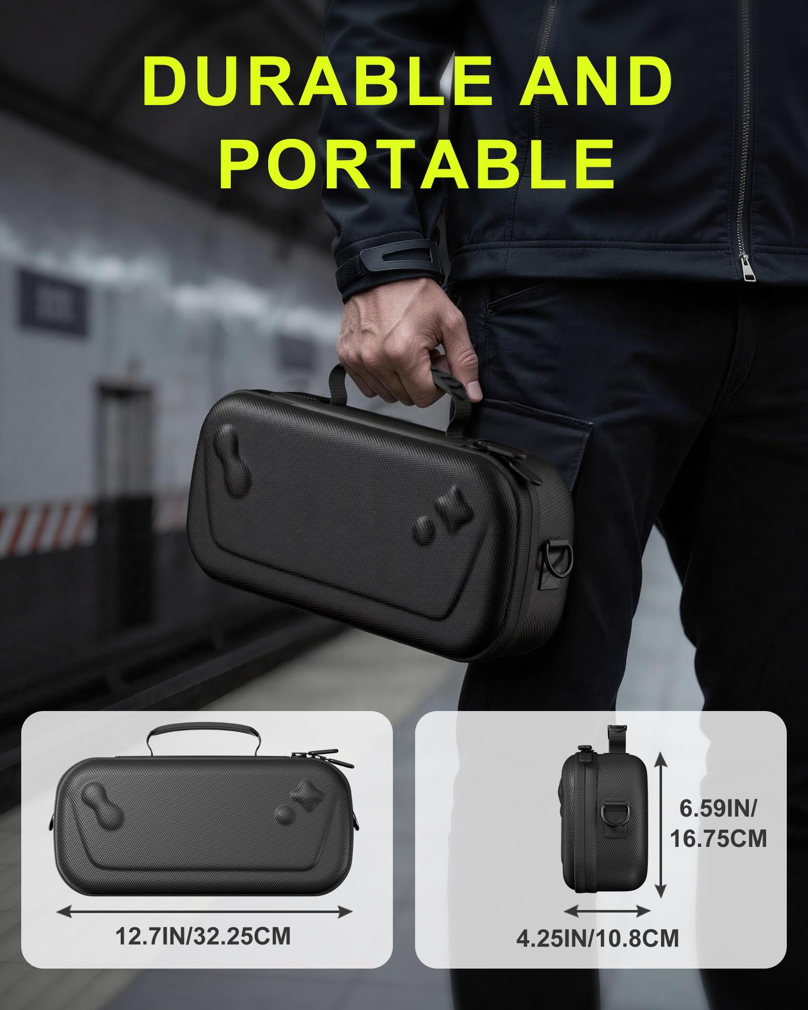 ProCase Borsa Grande per ASUS ROG Xbox Ally / ROG Xbox Ally X 2025, Custodia Protettiva Rigida Antiscivolante, Borsa da Viaggio per Adattatore Consola e Accessori - Nero