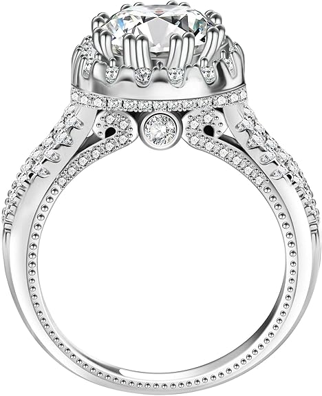 Absolute pearl 2 Carat Moissanite Rings for Women Solitaire Promise Engagement Ring 925 Sterling Silver Lab Grown Moissanites for Mom/Mother Chiristmas Gift