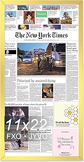11x22 Newspaper Frame, Display 11 x 22 Inch Newspaper Front Page for Wall, Light Weight and High Transparent Picture Frame - 1 Pack/Gold/11by22