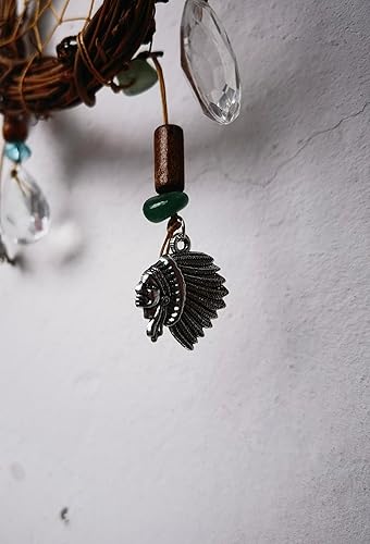 Miniatura 3 de Atrapasueños de ratán natural con aleación de oso lobo jefe colgante de decoración de pared regalo para niños Remorlet