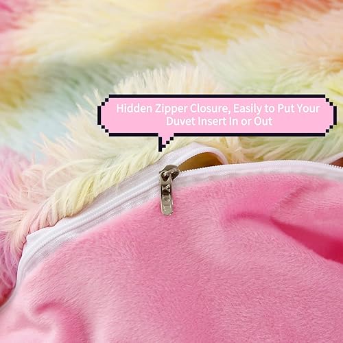 Miniatura 8 de RYNGHIPY Juego de ropa de cama de 3 piezas para niñas, tamaño Queen, ultra suave, largo, de felpa, con fundas de almohada, colorido teñido anudado,