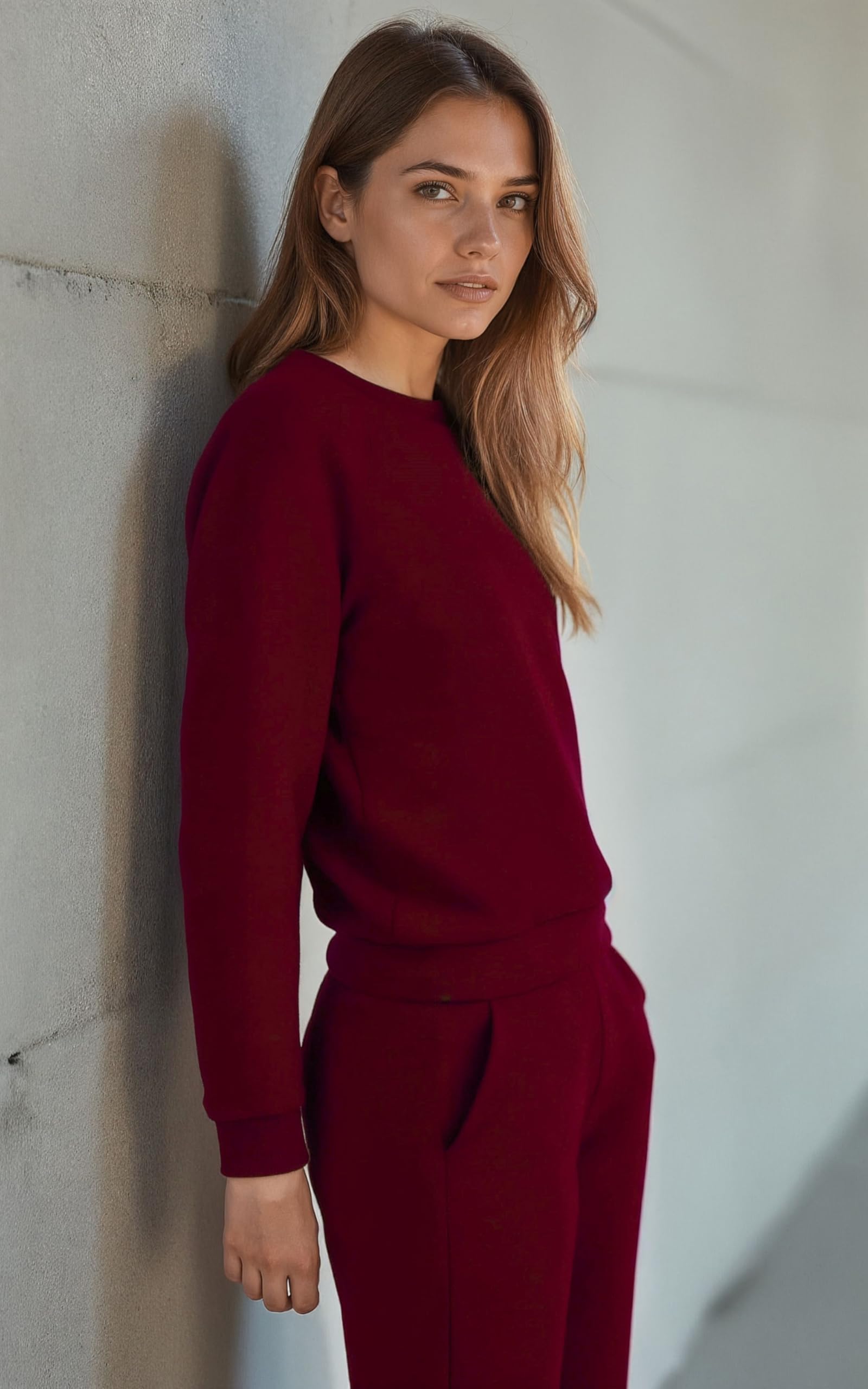 VIVISENCE Damen Trainingsanzug Baumwolle Bündchen Taschen Alltag Komfort 9204