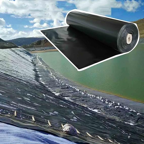 Image Pond Waterfall 3x33ft/6.5x33ft/10x33ft/13x33ft/16x33ft/20x33ft/23x33ft Pond Skins Pond Liner Durable HDPE Black Preformed Pond Liners 0.2mm/7.9mil Pond Liner Underlayment For Fish Ponds