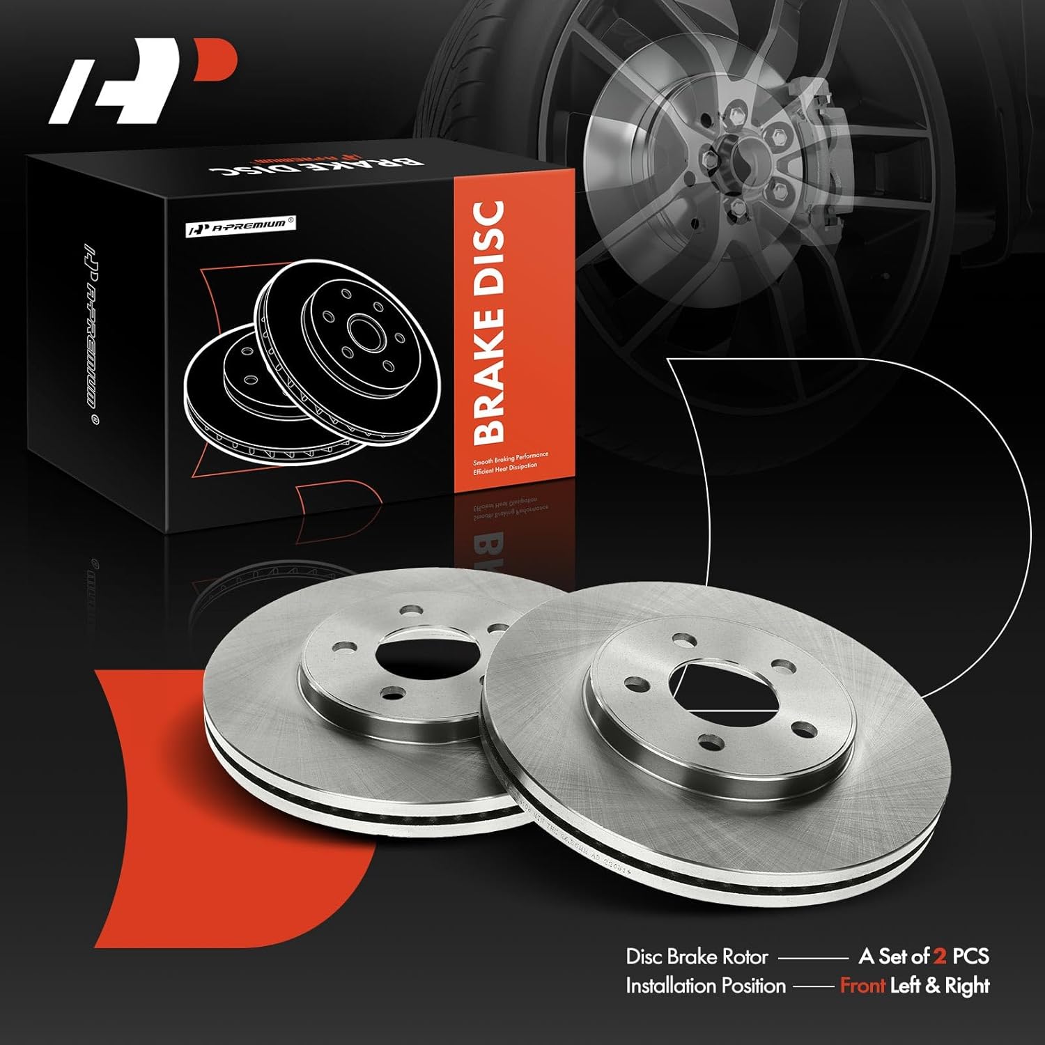A-Premium 12.01 inch (305mm) Front Vented Disc Brake Rotors Compatible with Select Ford, Lincoln and Mercury Models - Crown Victoria 03-11, Town Car 03-11, Grand Marquis 03-11, Marauder 03-04, 4.6L