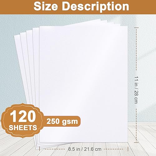 Miniatura 27 de 28 hojas de cartulina dorada brillante de 8.5 x 11 pulgadas, papel metálico de 8.82 oz/m²/92 libras para hacer tarjetas de bricolaje, aniversarios